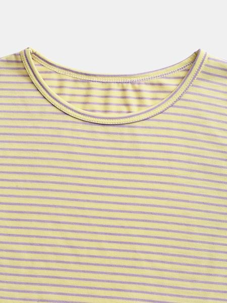 Women's Striped Print Long Sleeve Tee & Pants, Casual Two-piece Set for Daily Wear, Ladies Two-piece Outfits for All Seasons