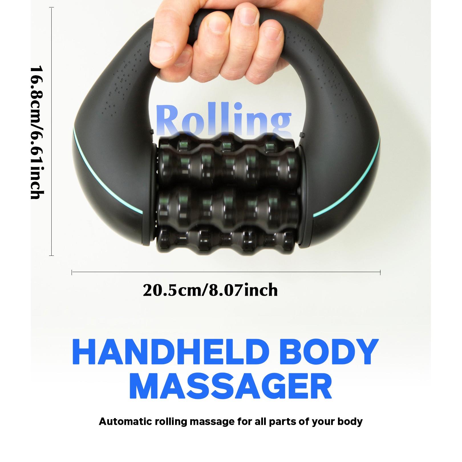 Handheld Cordless Electric Muscle Roller Massager, Rechargeable Electric Roller with 3 Speed Settings, Home Fitness Massager for Shoulder, Neck and Legs, Handheld Body Massage Roller
