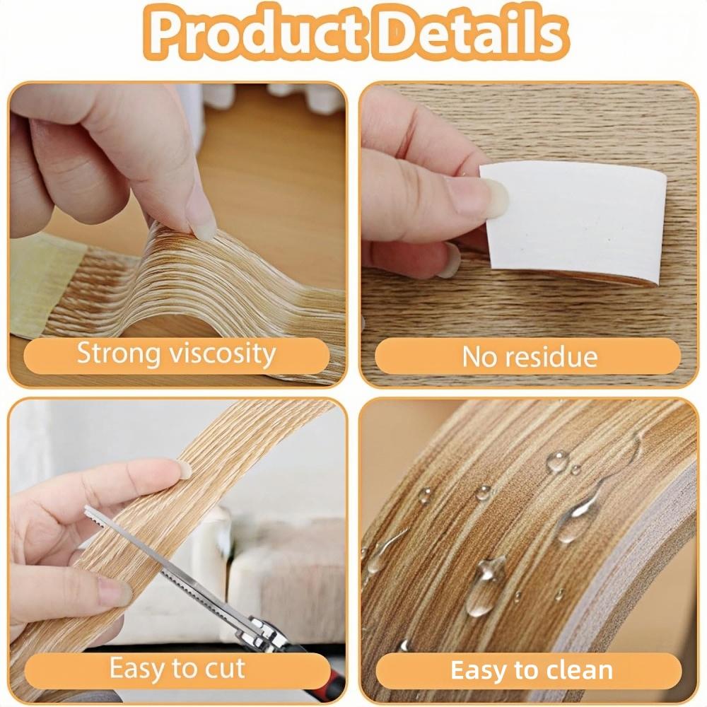 1pc 3cmx10m Self-adhesive Wood Grain Edges Banding Strip, Self-Adhesive PVC Furniture Edges Tape， Flexible Wood Grain Tape, Suitable for Cabinet Edges, Furniture, and Photo Frames
