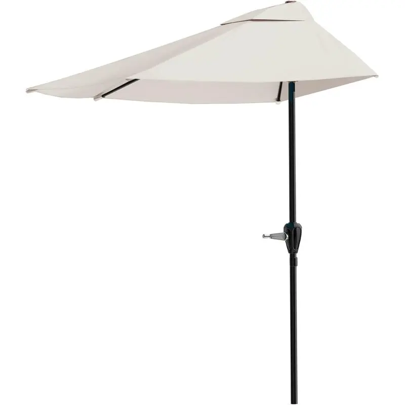Half Umbrella Outdoor Patio Shade, 9ft, Champagne