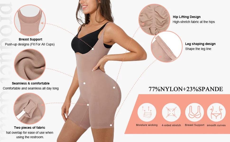 SHAPESHE Spring Fashion Seamless Bodysuits Shapewear Open Bust Hip Lifting Stretch Tights