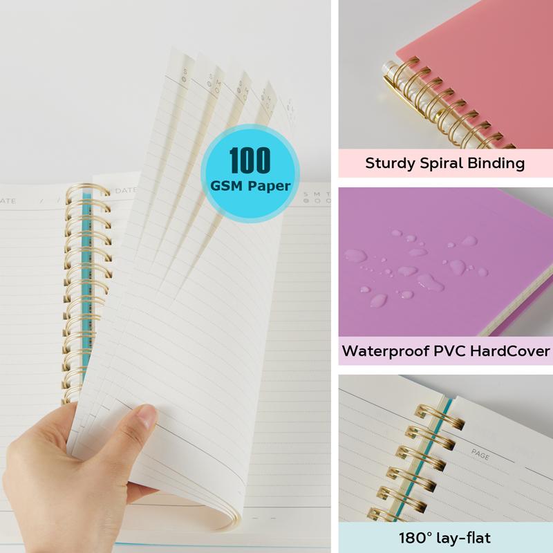 A4 Spiral Notebook, Large College Ruled Journal for Women Men, 300 Pages Hardcover Lined Note Book for Work School Note Taking Business, PVC Cover Notepad with 100GSM Thick Paper, 8.27 X 11.2in