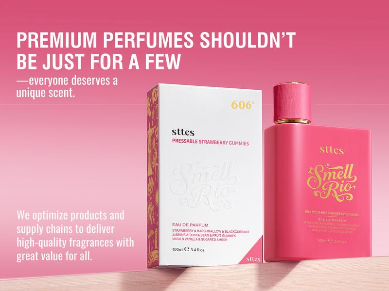 New Sttes Perfume 606# (Pressable Strawberry Gummies) – Eau de Parfum for Women – Richer Scent, Longer Lasting – Strawberry, Marshmallow, Fruit Gummies, Vanilla – Perfumes & Fragrances(100ml / 3.4 fl oz)
