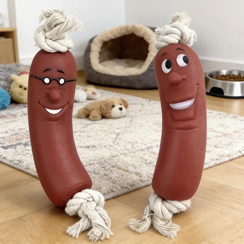 Dog Sausage Chew Toy - Bite-Resistant And Not Easy to Break, Interactive Training Teething Toy, Preferred Material, Sausage Design, Dog Chew Toy, Relieves Teething Discomfort