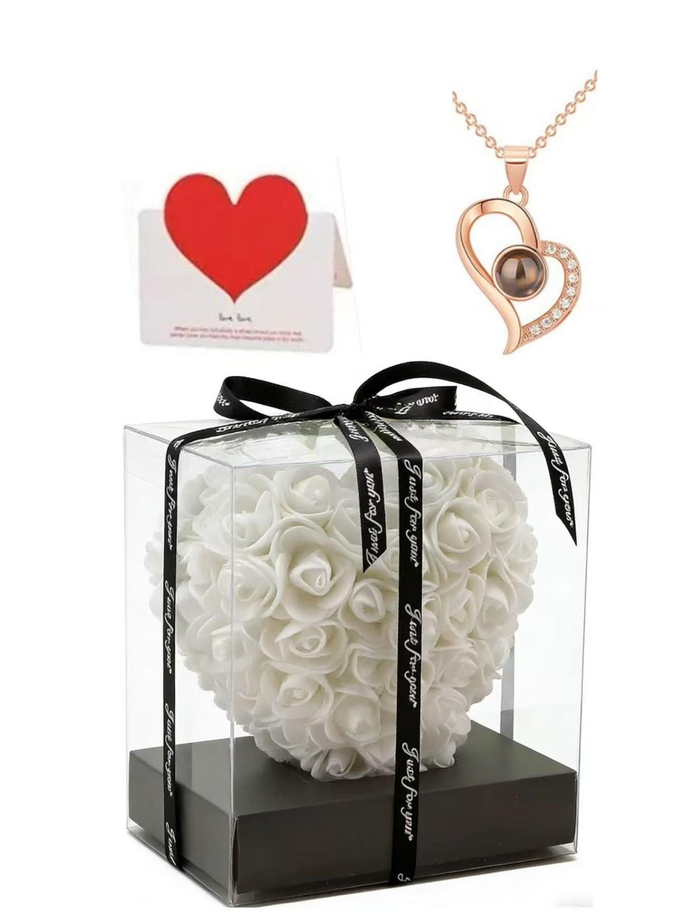 100 Languages I Love You Necklace Set, Heart-Shaped Rose Gift Box, Perfect for Mother's Day and Valentine's Day, Romantic Gift for Her
