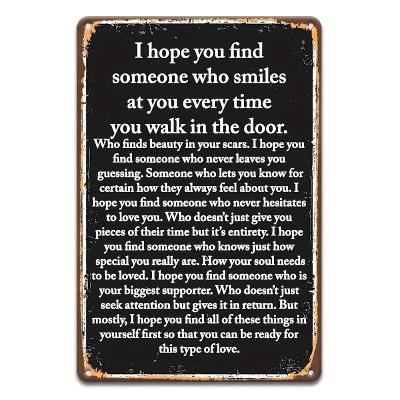 1PC 2D Flat Retro "Hope" Love and Sincerity Message Metal Wall Plaque - 8"x12" Rustic Iron Art Love Poem Poster, Suitable for Home, Porch, Garden, Coffee Bar - Durable Easy-to-Hang Romantic Gift, Suitable for Friends, Family (Self-Love Affirmation Decorat