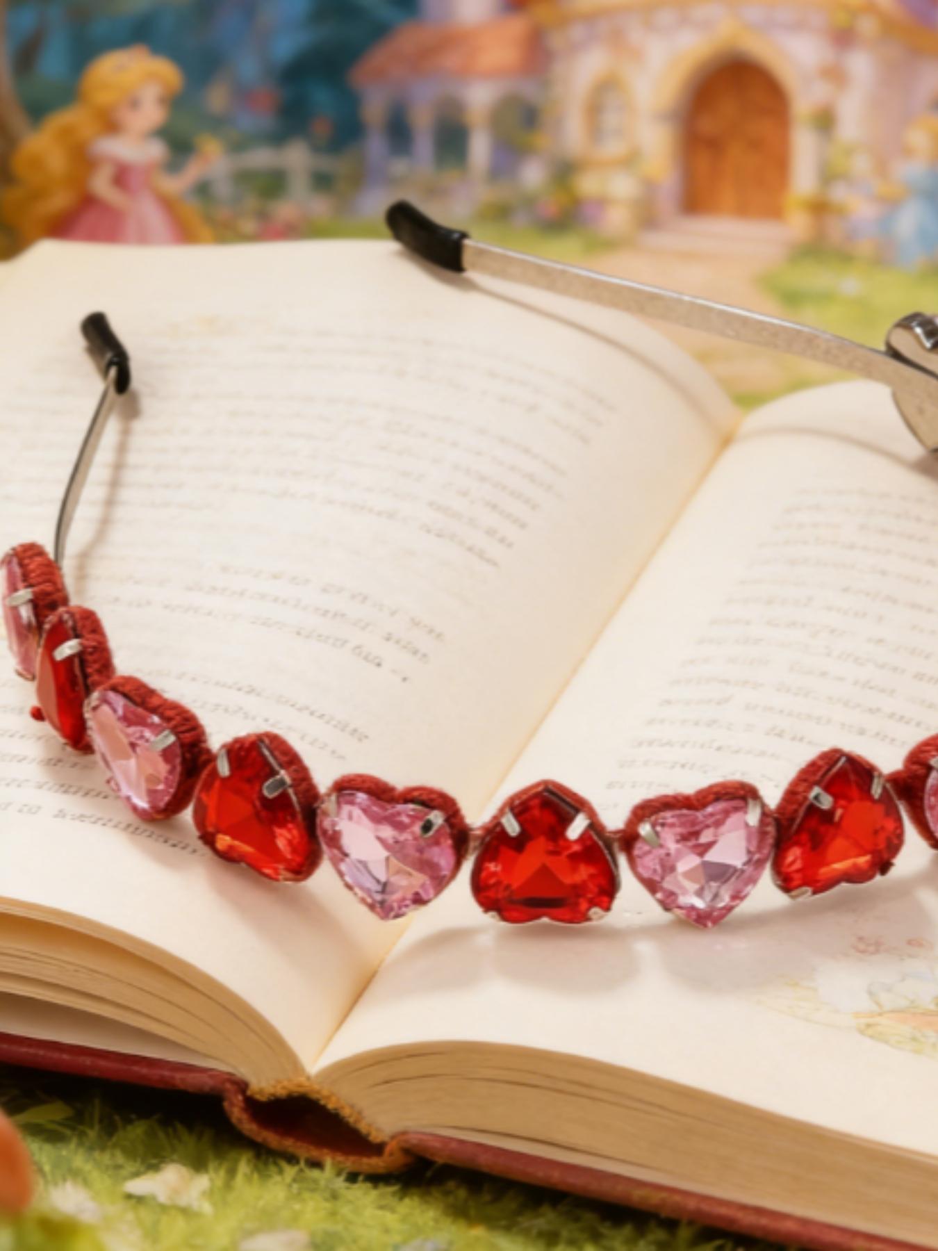 Heart Gemstone Rhinestone Headband for Women - Sparkling Valentine's Day, Mother's Day & Christmas Gift, Bridal Party Hair Accessory, TikTok Viral Coquette & Fairycore Aesthetic, Elegant Date Night and Daily Wear Hairband