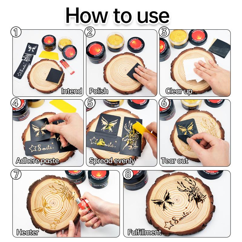 Wooden Burning Paste, 4 OZ Wood Burn Gel for Crafting, Drawing and DIY Arts, Create Beautiful Art in Minutes, Personalize Your Craft