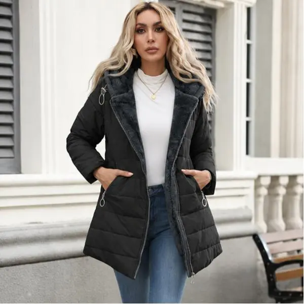 2026 Fall Winter Women Mid-Length Hooded Padded Coat, Adjustable Drawstring Waist Slim Silhouette Windproof  Jacket, Fashion Casual Daily Outerwear For European American Ladies