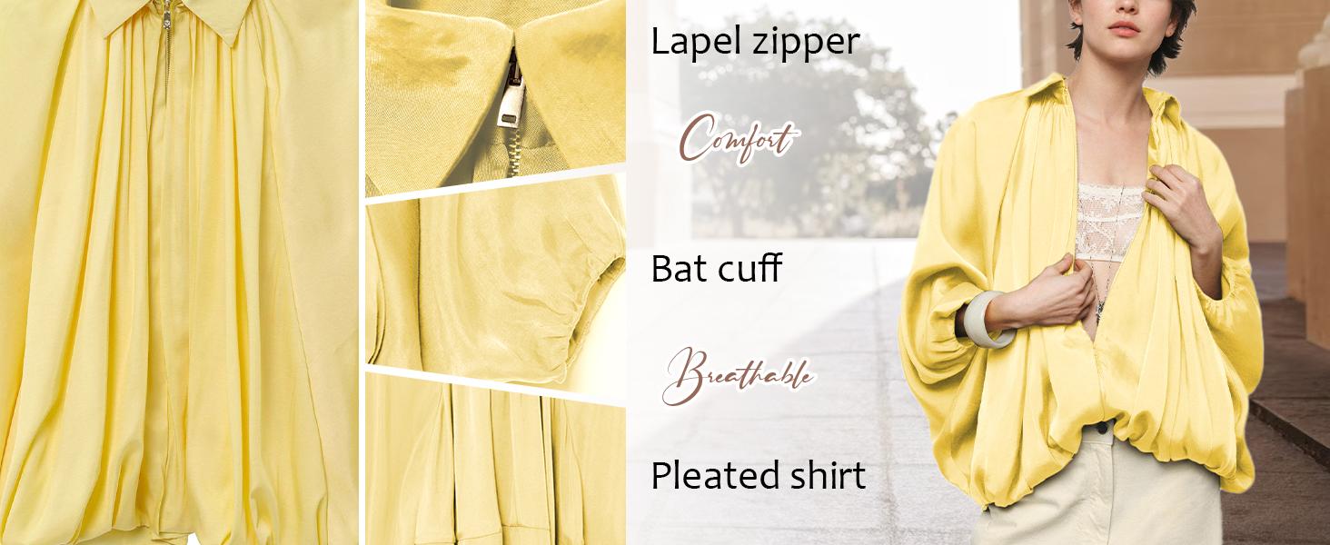 Songling Womens Puffed Bomber Jacket Casual Batwing Sleeve Lapel Collar Zip Shirts Oversized Pleated Streetwear JacketsTikTokShopBlackFriday Chic Coats Everyday Lightweight Womenswear SpringStatements Songling Womens Puffed Bomber Jacket Casual Batwing Sleeve Lapel Collar Zip Shirts Oversized Pleated Streetwear JacketsTikTokShopBlackFriday Chic Coats Everyday Lightweight Womenswear SpringStatements