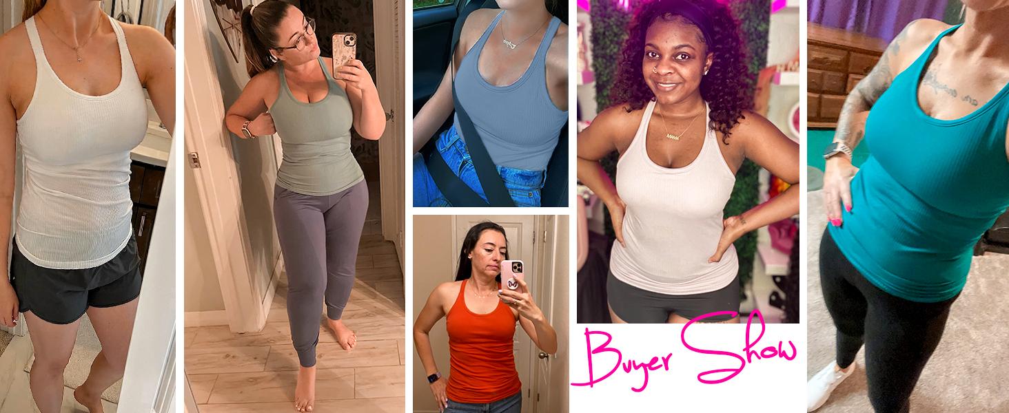 ATTRACO Ribbed Workout Tank Tops for Women with Built in Bra Tight Racerback Scoop Neck Athletic Top ATTRACO Ribbed Workout Tank Tops for Women with Built in Bra Tight Racerback Scoop Neck Athletic Top