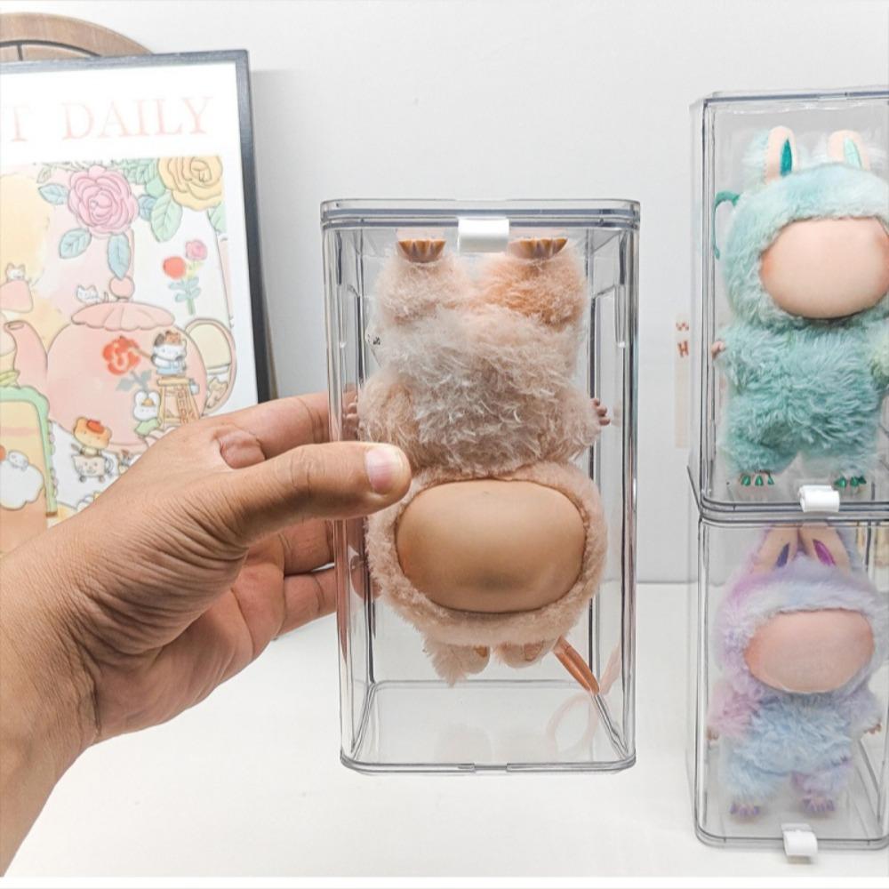 Large Transparent Pull-Out Display Case - Clear Collectible Storage Box, Suitable for Action Figures, Dolls, Boba. Dustproof Design - Ideal for Home, Office or Store Display, Elegant Appearance.