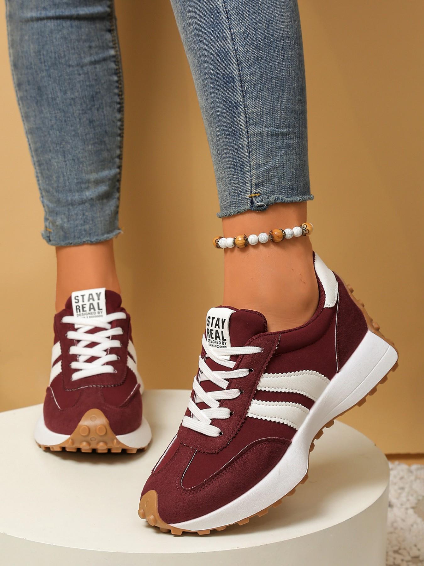 Spring Summer Retro Aggressive Shoes Women, Imitated Deer Skin Material, Casual Training Shoes, Anti-Slip Thick Sole, Outdoor Shopping Commute