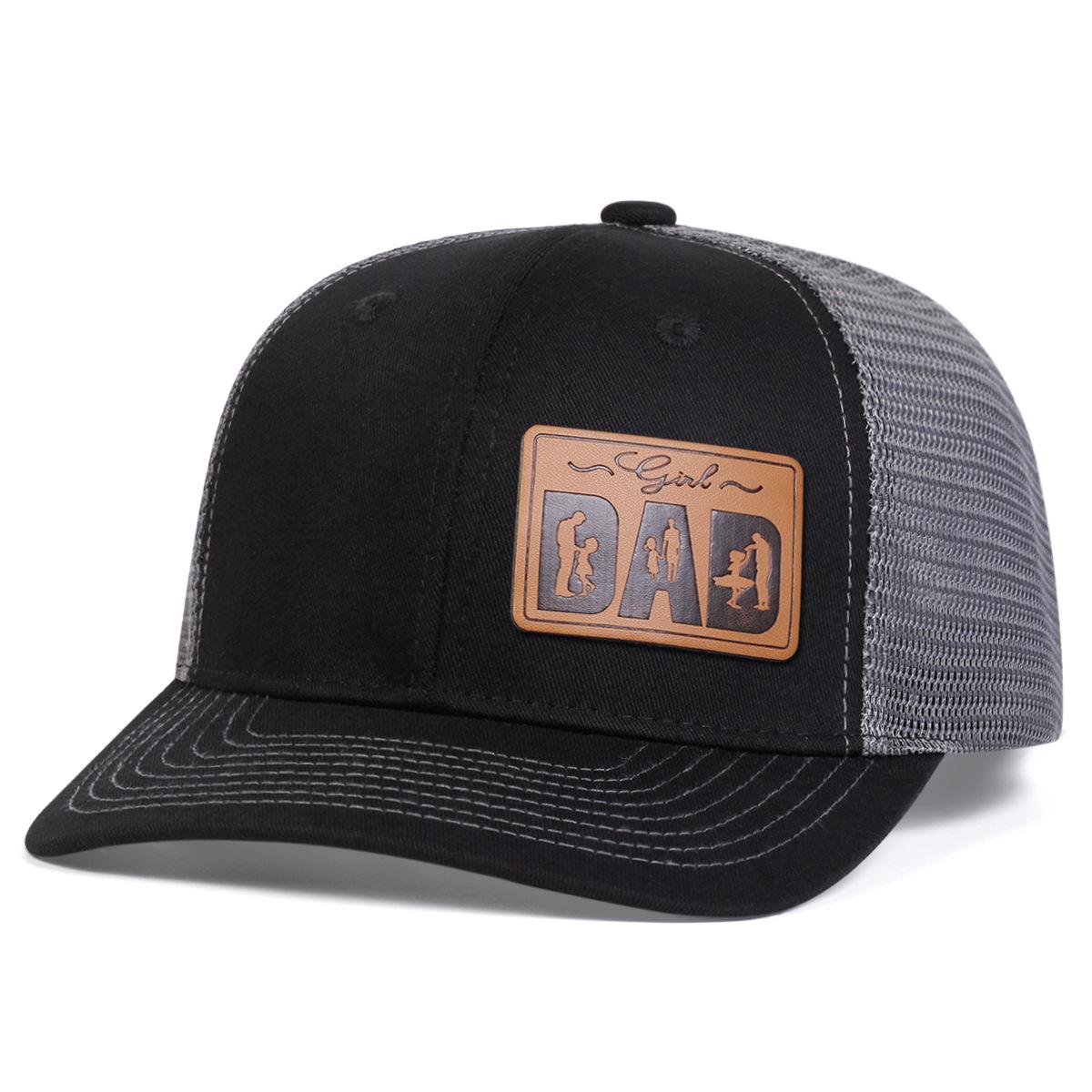 "Girl Dad" Leather Patch Trucker Hat Father Daughter Themed Mesh Back Cap for Men, Casual & Heartfelt Gift