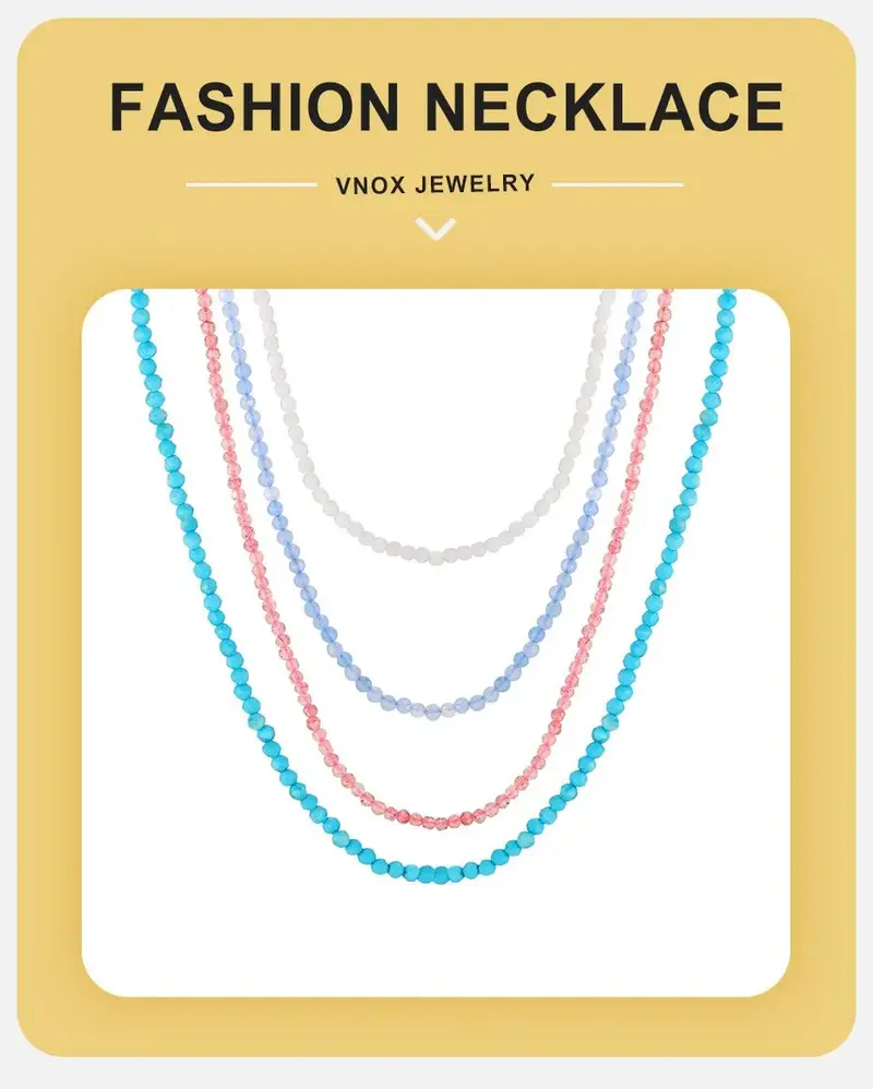 Vnox Women's Handmade Colorful Beads Choker Necklace - Hypoallergenic, Lead-Free Natural Stone Gem Neckpiece for Women, Halloween, Prom, Party, Waterproof Summer Beach Jewelry (Adds School, Christmas; Trims Redundancies, Fixes Structure) Vnox Women's Handmade Colorful Beads Choker Necklace - Hypoallergenic, Lead-Free Natural Stone Gem Neckpiece for Women, Halloween, Prom, Party, Waterproof Summer Beach Jewelry (Adds School, Christmas; Trims Redundancies, Fixes Structure)