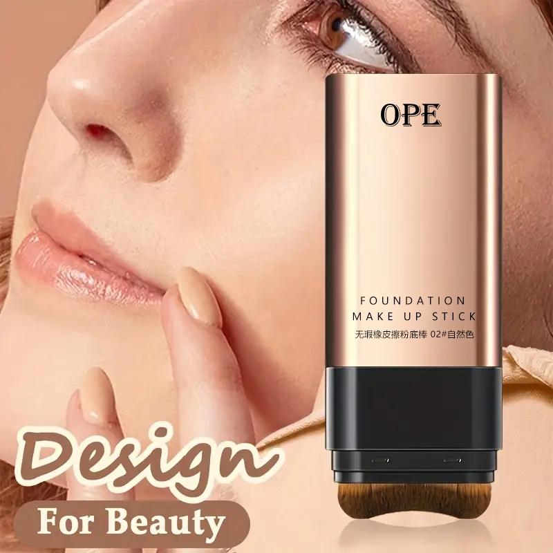 Double-Ended Moisturizing Makeup Foundation Stick with Brush, Full Coverage Concealer Cream, Natural Finish, Suitable for All Skin Types, Multiple Colors Available