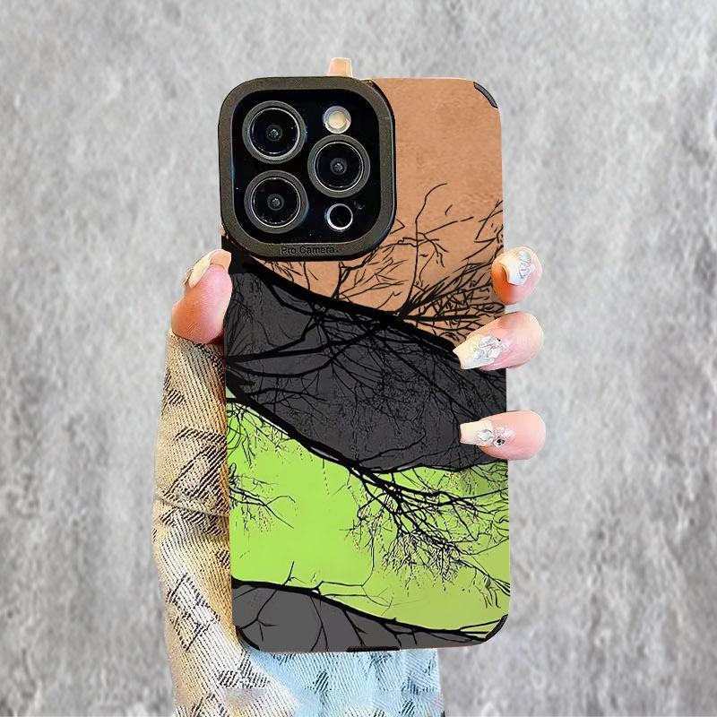 Phone Case with Artistic Branch&Rock Design, Multiple Colors/Specs Available, Shock - Proof Protective Cover for Phones, Ideal for Daily Use&Outdoor Scenes, Stylish Aesthetic Boost
