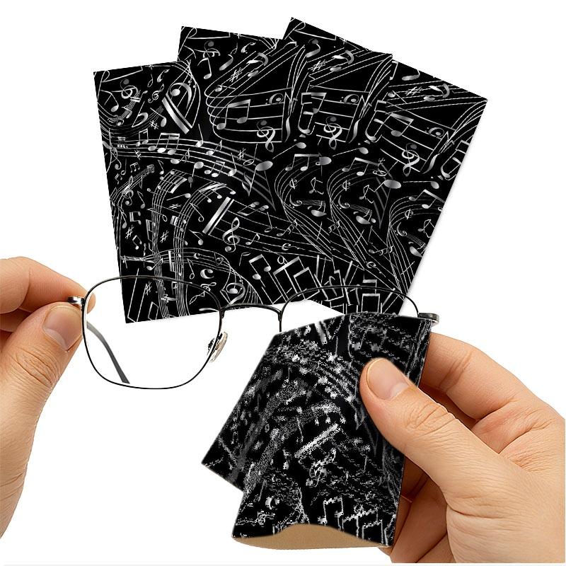 1/3/6/14pcs Musical Notes Pattern Cleaning Cloth, Multi - Spec Single - Sided, Ideal for Lens & Glasses Cleaning, High - Quality Material, Suitable for Home & Photography Use, Stylish & Functional