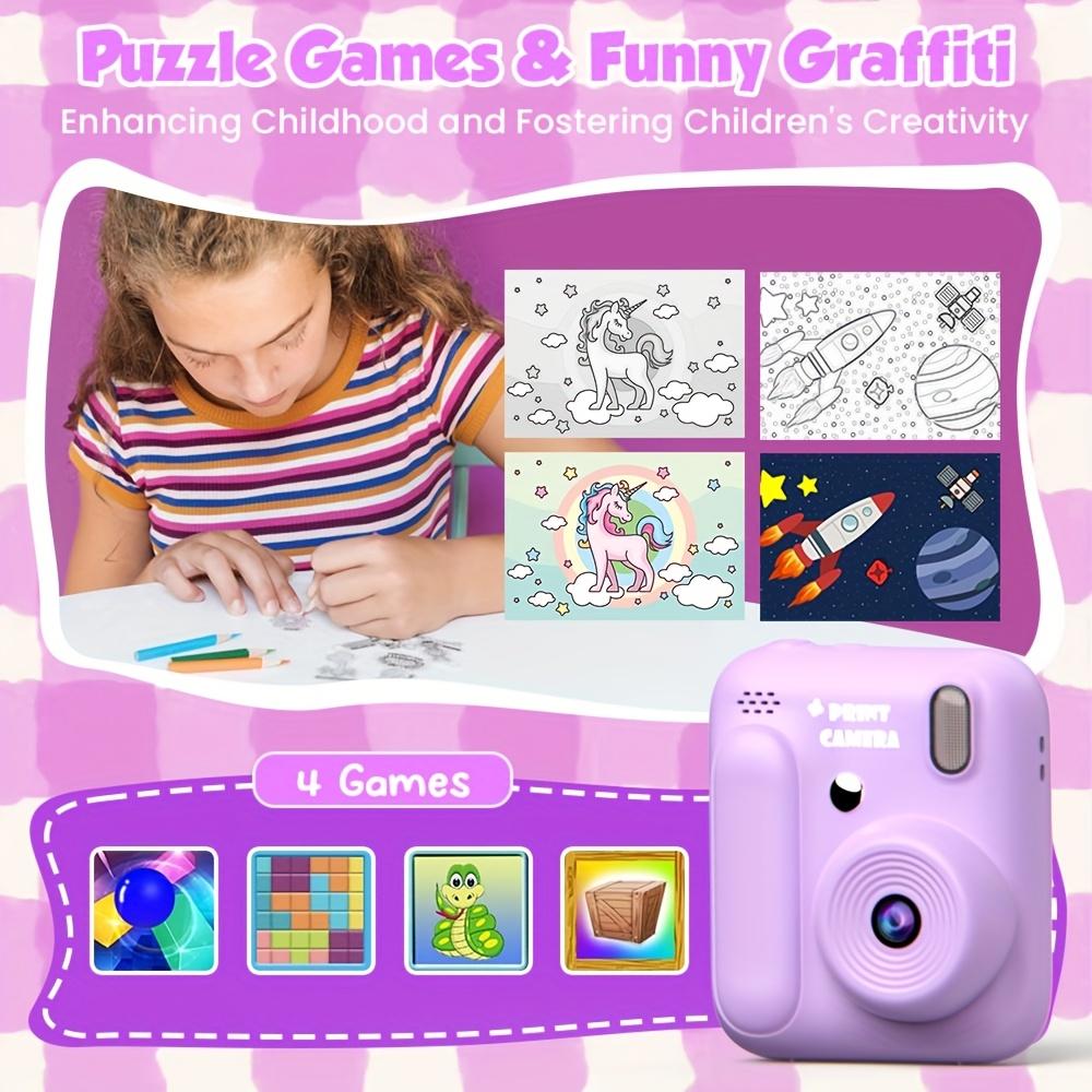 Kids Instant Print Camera, Dual 1080P HD, 1300mah Battery, 2 Printing Modes, 8x Zoom, Perfect Gift for Ages 3-12 Boys & Girls