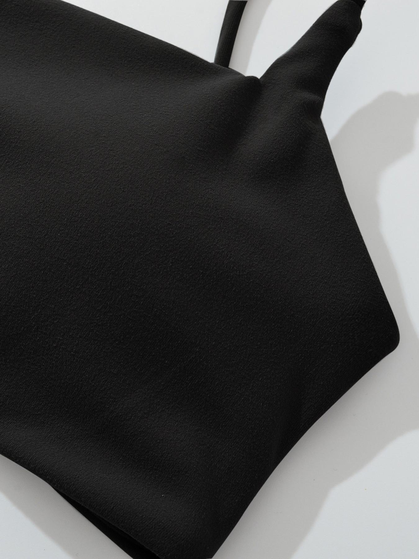 Women's Solid Wireless Sports Bra, Strappy Workout Bra, Sporty Breathable Comfortable Bra, Ladies Sportswear for Yoga Gym