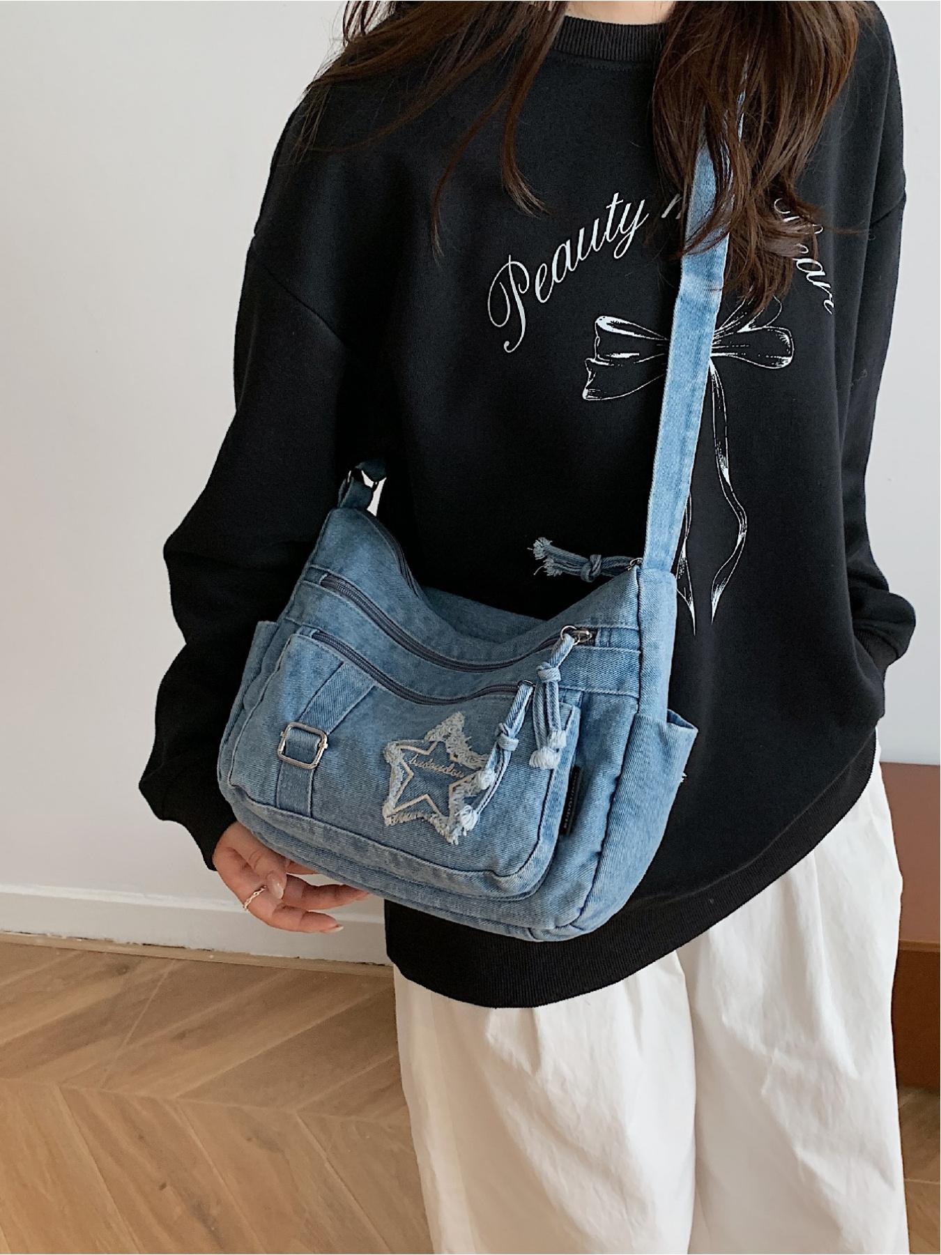 Casual and fashionable multi pocket star pattern design bag Embellished Shoulder Bag can be worn on one shoulder or diagonally