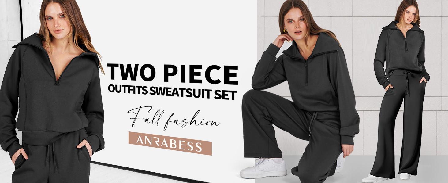 Women 2 Piece Outfits Sweatsuit Oversized Sweatshirt Sweatpants Tracksuit Sweat Lounge Matching Set 2025 Fall Trendy Polyester Womenswear SpringStatements
