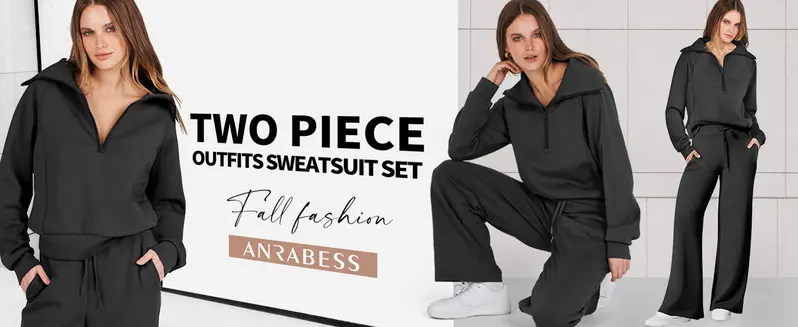 Product Introduction of Women 2 Piece Outfits Sweatsuit Oversized Sweatshirt Sweatpants Tracksuit Sweat Lounge Matching Set 2025 Fall Trendy Polyester Womenswear 2