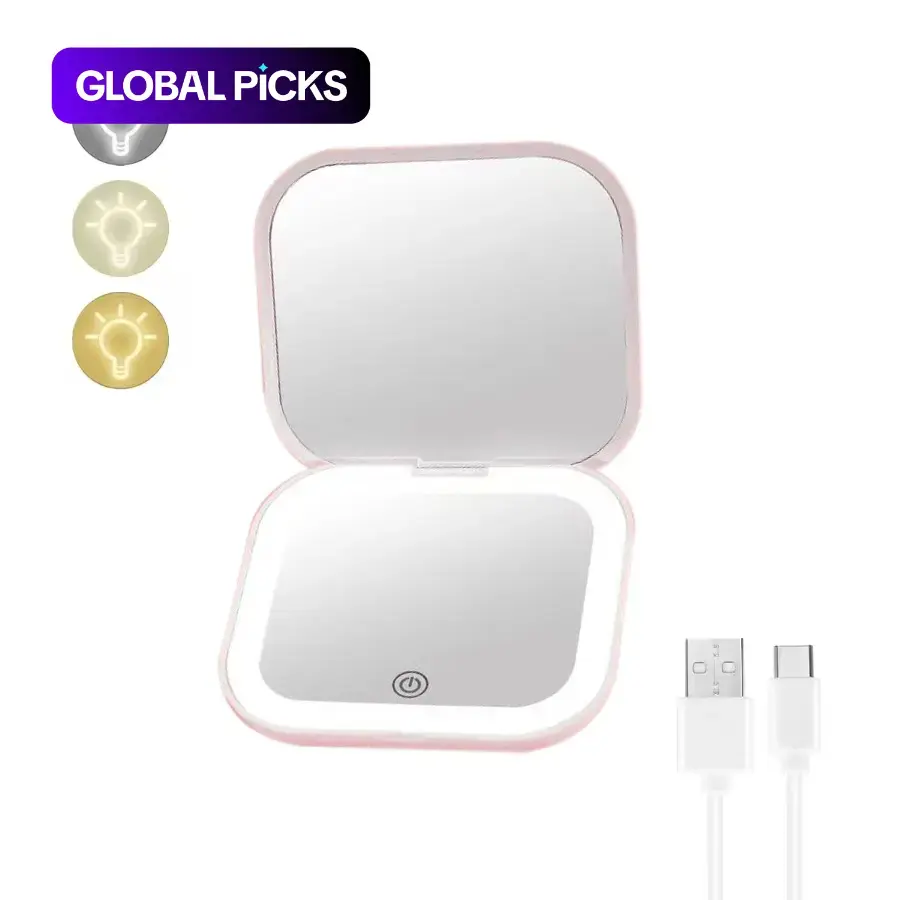 High Definition Magnifying Lighted Makeup Mirror, Portable LED Folding Mirror, USB Rechargeable, Perfect Gift for Valentine's Day