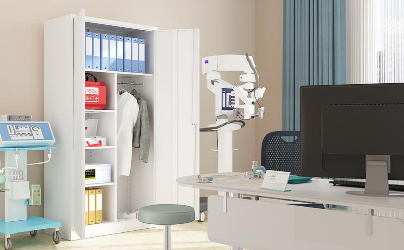 Yizosh Steel Wardrobe, 72" Combination Storage Cabinet with Clothes Rod and 4 Shelves Organizer Storage, 2 Lockable Doors, for Office Home, Garage, Laundry Room