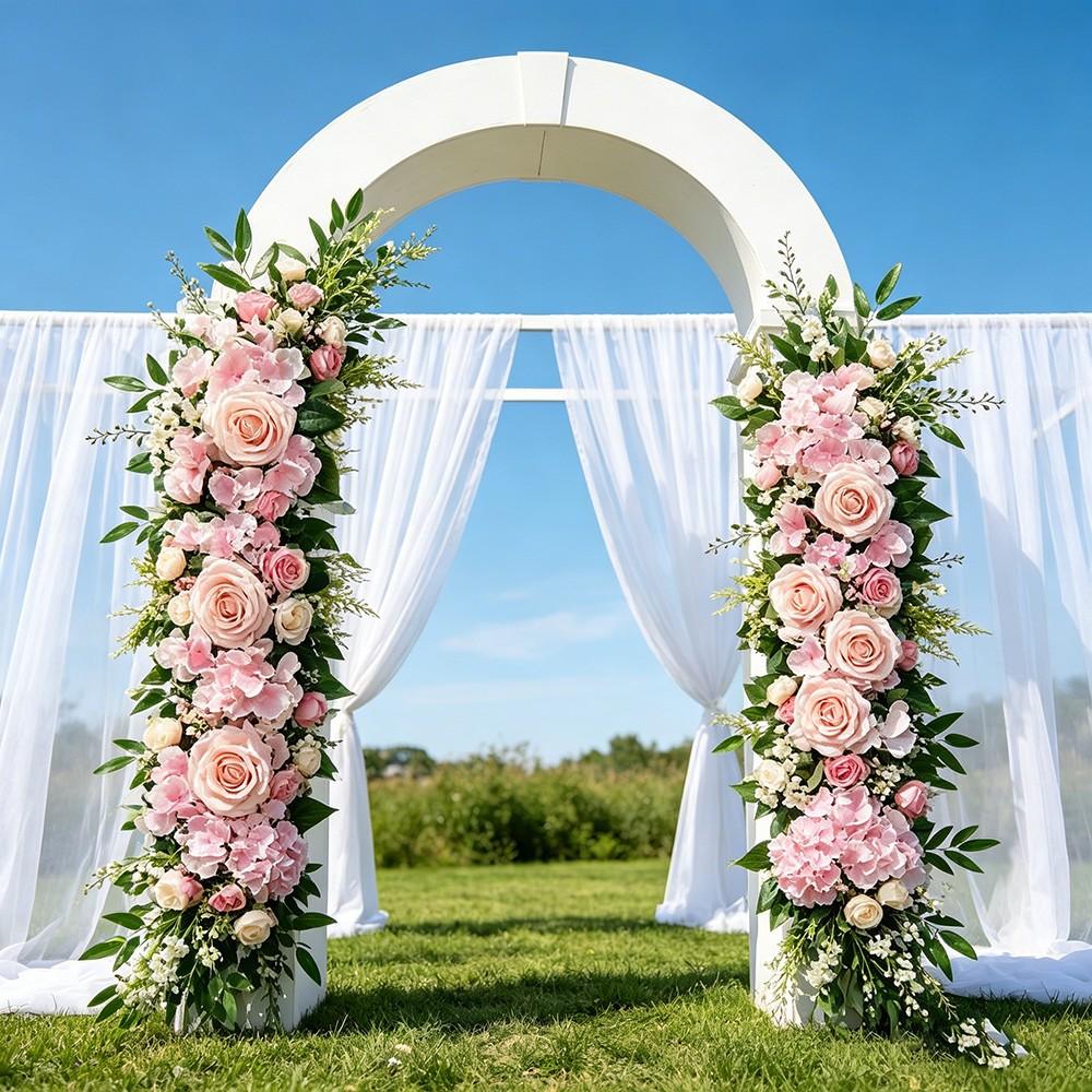 Forest Style Artificial Rose Hydrangea Arrangement, Wedding Arch Background Wall Decor, Table Centerpiece Ornament, Realistic Fake Flowers