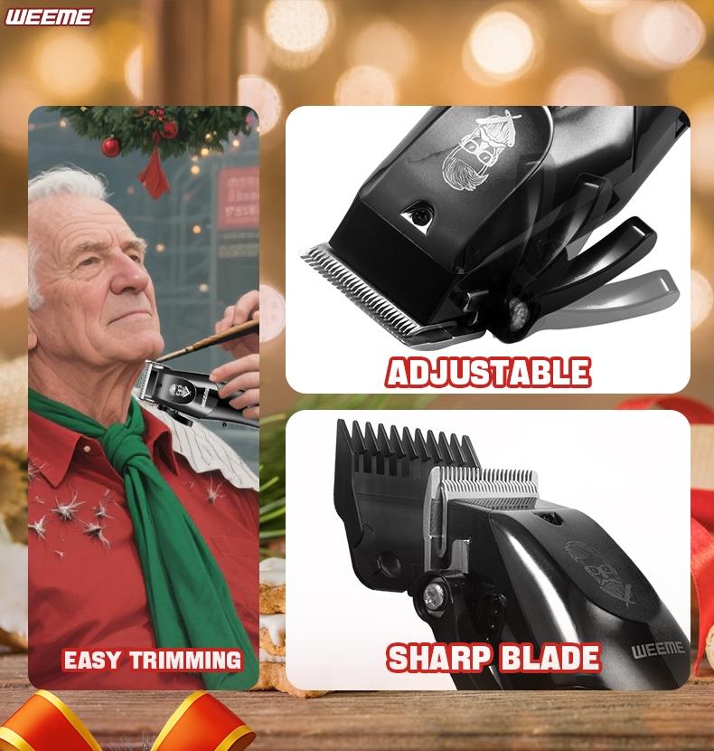 Weeme Electric Hair Clipper for Men, Professional Trimmer with T-Head, Hair Trimmer Tool, USB Rechargeable Shaver, Nose Hair Trimmer, Holiday Gift Idea