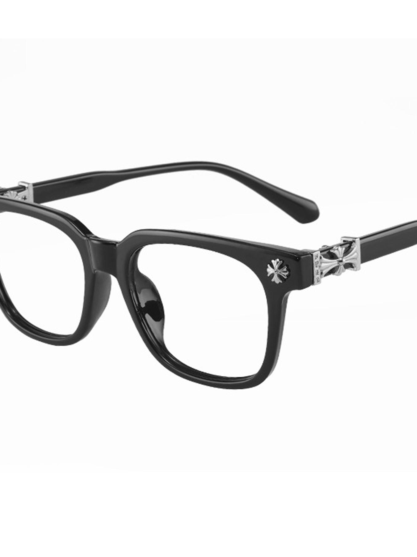 Fashion Metal Square Frame Flat Lens Outdoor Versatile Anti-Blue Light Glasses, Casual Style, All Seasons, Plain Pattern