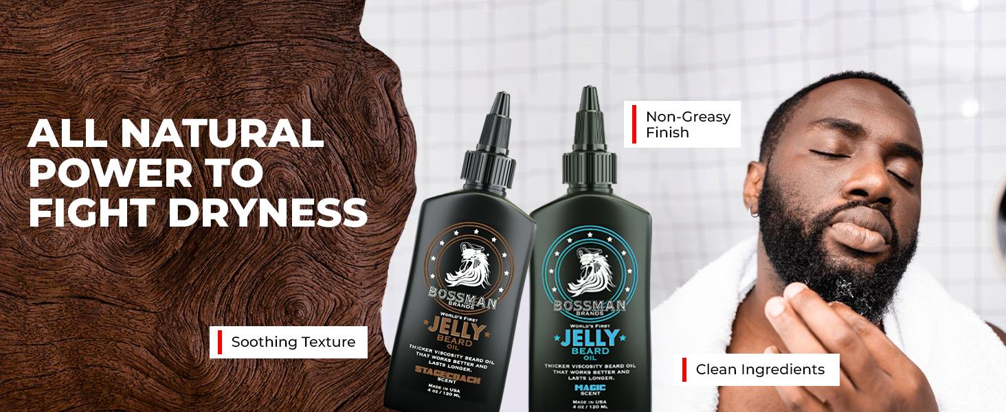 Bossman Jelly Beard Oil for Men (4 oz, Magic Scent) – Softens, Moisturizes & Conditions with Natural Ingredients