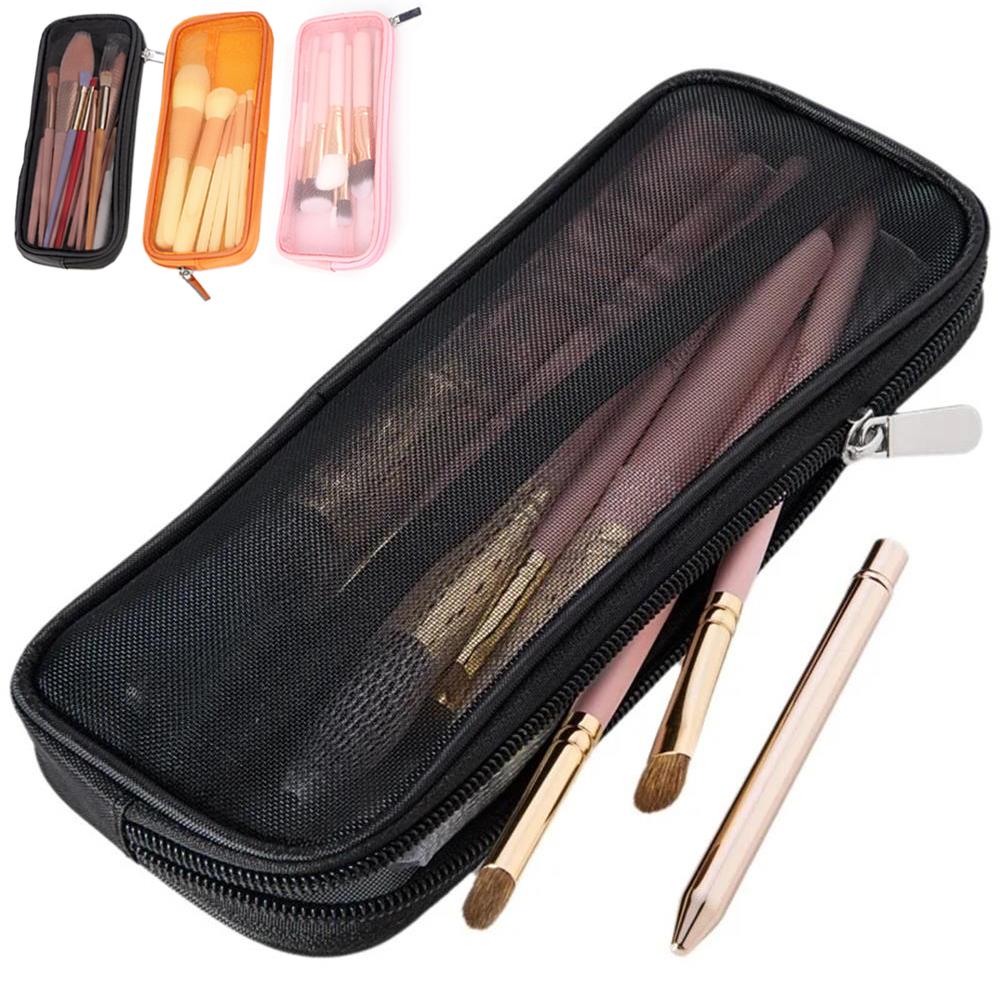 🎀Mesh Ventilated Makeup Brush Organizer Bag, versatile functionality (for brush storage, pen case, or toiletries), lightweight and portable for travel, suitable for both men and women, Travel Cosmetic Bags