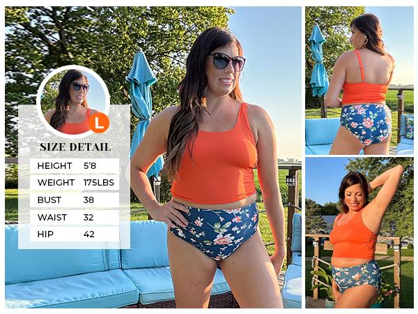 Tempt Me Women Two Piece Tankini Swimsuits - Crop Swim Top with High Waisted Bottom Tummy Control Bathing Suits Swimwear