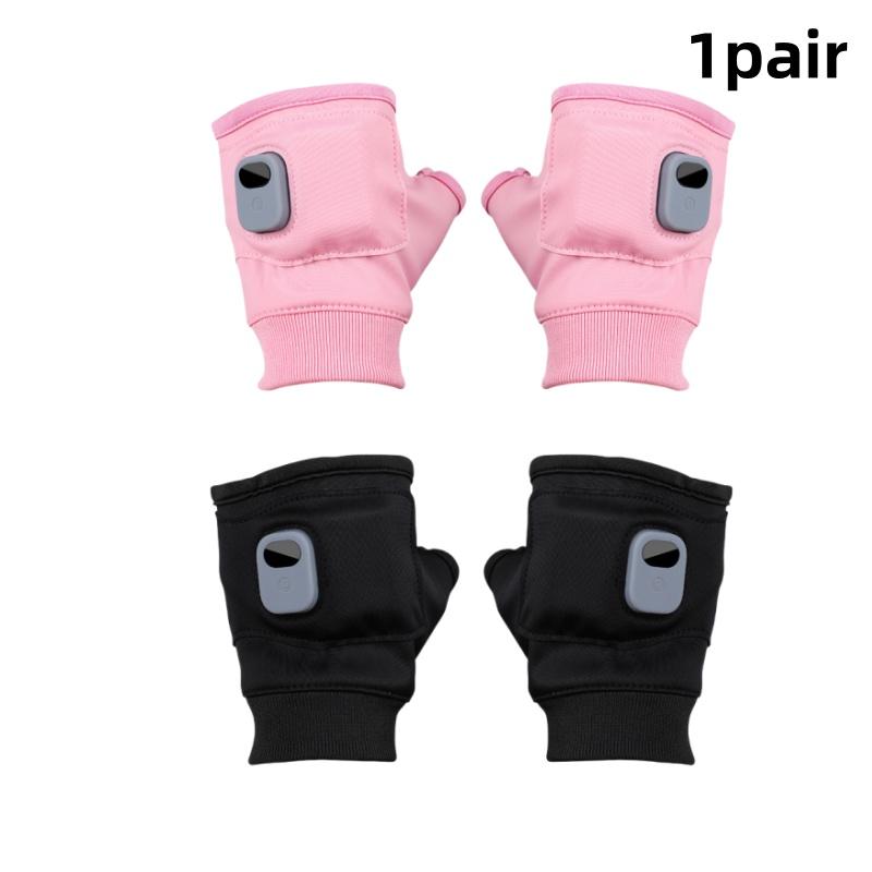 Rechargeable Heated Gloves with Digital Display, Touchscreen Half-Finger Winter Gloves, Three Temperature Settings, USB Charging