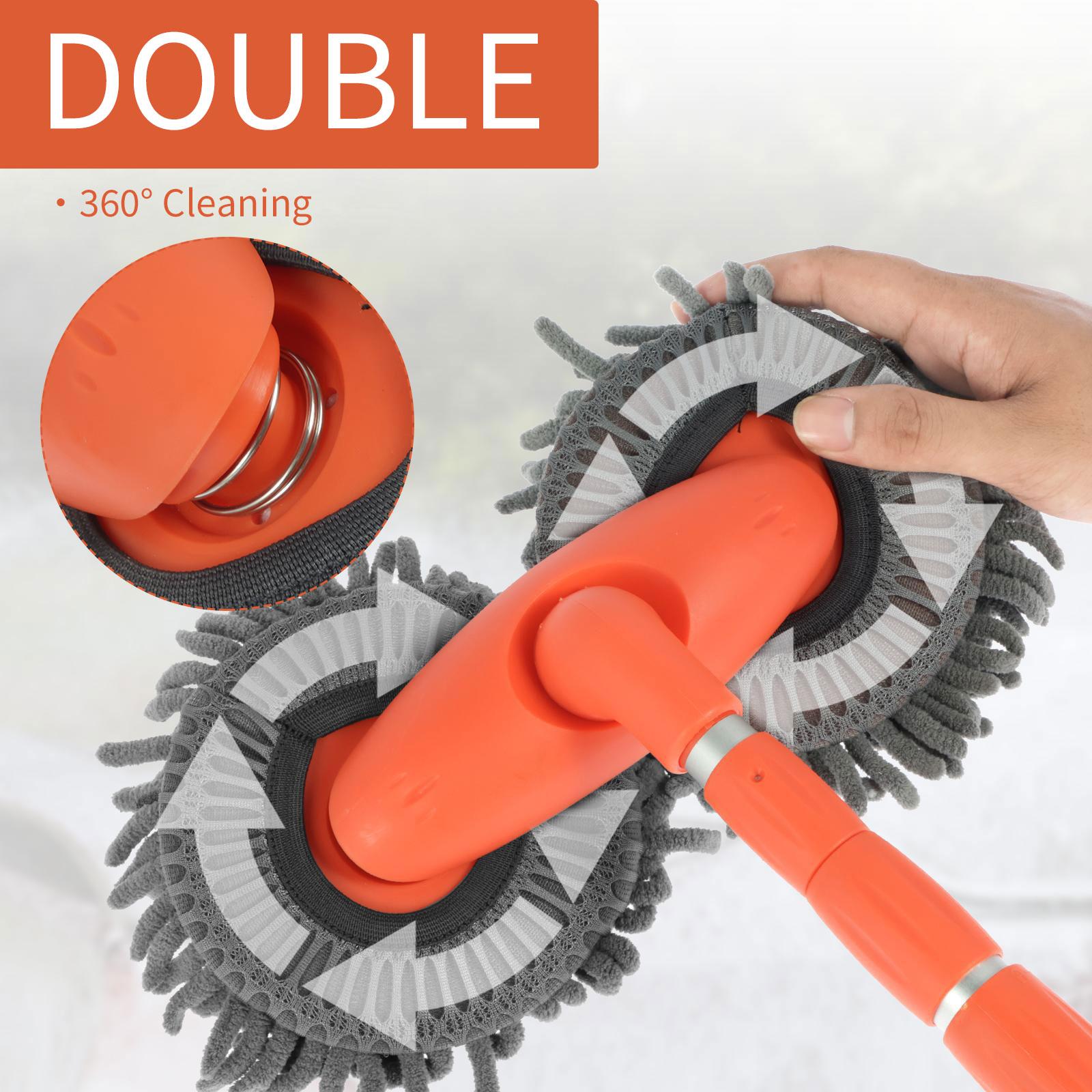 43'' Long handle car wash mop, Detail cleaning, 3X Fast Clean, Retractable aluminum alloy pole, soft chenille material, Avoid scratching, Suitable for Car, RV, Truck, SUV and Home cleaning - Car Wash Accessories!