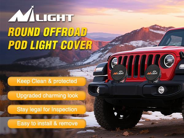 Nilight 9inch Round Offroad Driving Pod Light Cover, 9.25 Inch Diameter Black Leather Protective Cover for Auxiliary Ditch Fog Bumper Headlight on Jeep Truck SUV ATV UTV Tractor Car Accessories Automotive dealsforyoudays