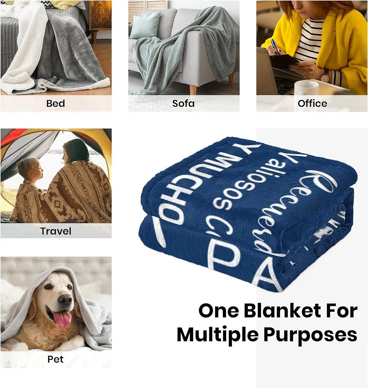 Spanish Dad Flannel Blanket for Kids & Adults, Emotional Papa Gift Cozy Soft Throw Blanket, Best Dad Ever Warm Fleece Blanket for Bed Couch Sofa Living Room Decor, Happy Birthday Father’s Day Christmas Holiday Gift for Dad Papa