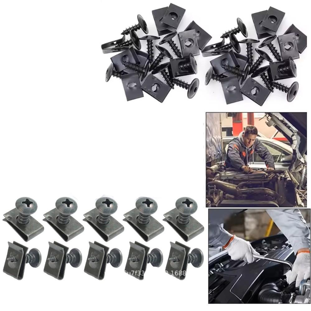 100 U-Shaped Clips with 100 Screws, Metal Wall Decor Accessories, Artwork Hanging Fasteners, Durable & Secure Mounting Solution