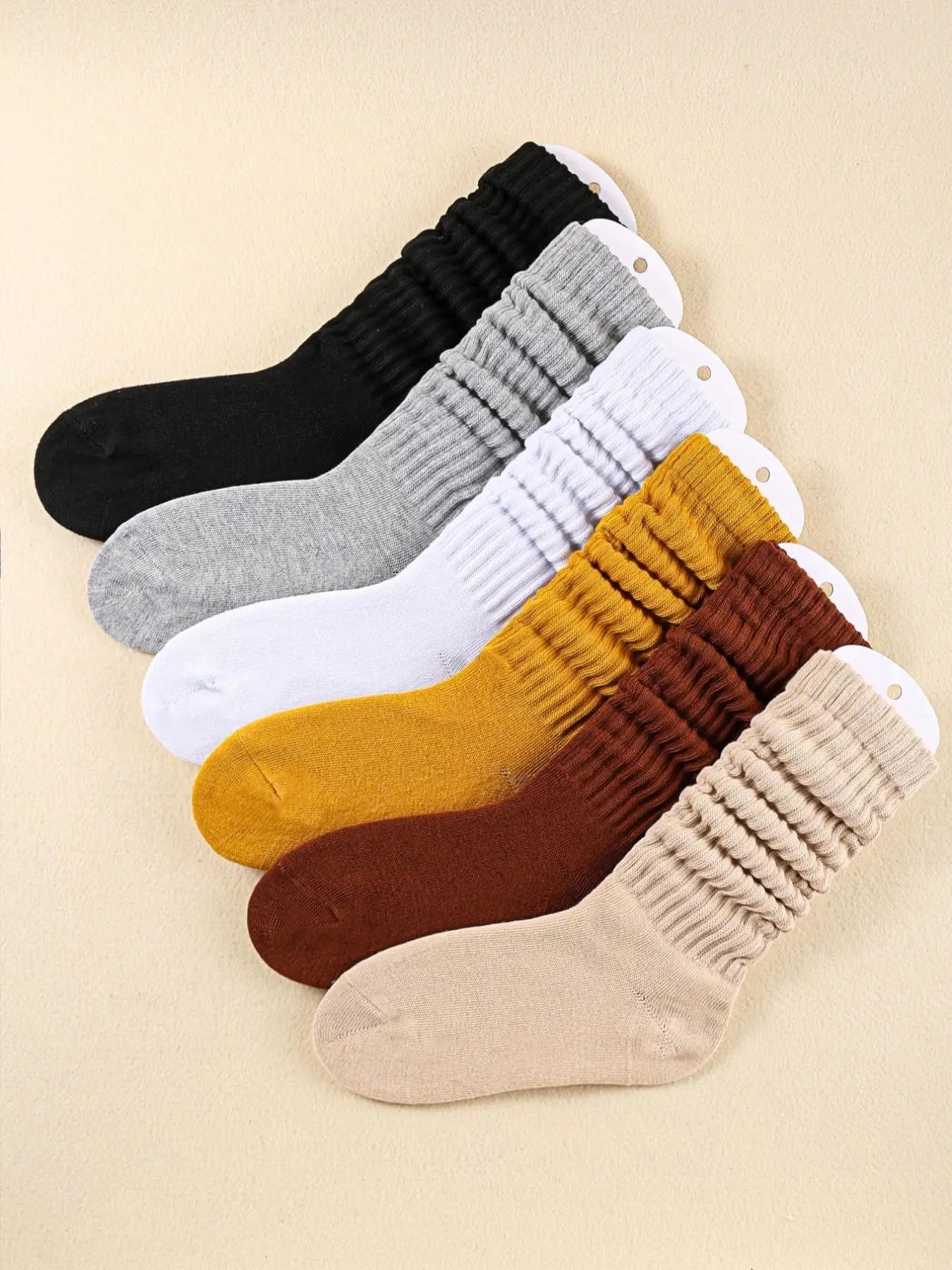 Women's Solid Crew Socks, Multi-pack Soft Comfy Breathable Mid-calf Socks for Daily Wear, Socks for Women, Lady's Fall & Winter  Hosiery
