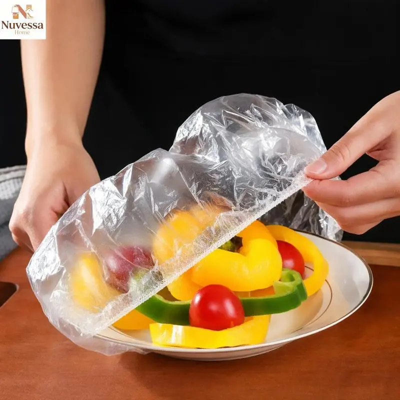 NUVES 300pcs Disposable Plastic Cling Wrap Stretch Sheets - Microwave-Safe Food Cover Prep, Freezer Storage - Portable Disposable Kitchenware Cooking Lovers