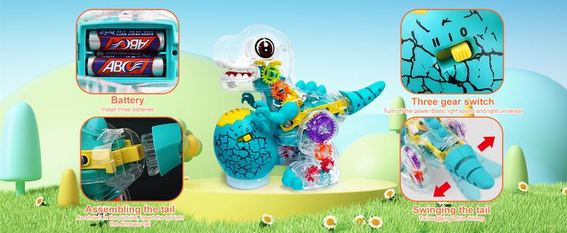 Electric T-Rex Musical Toy Gift with Box for Kids: Dinosaur with LED Lights & Music Moving STEM Sensory Tummy Play Educational Toy Birthday Christmas Halloween Parties Gift for Boys & Girls