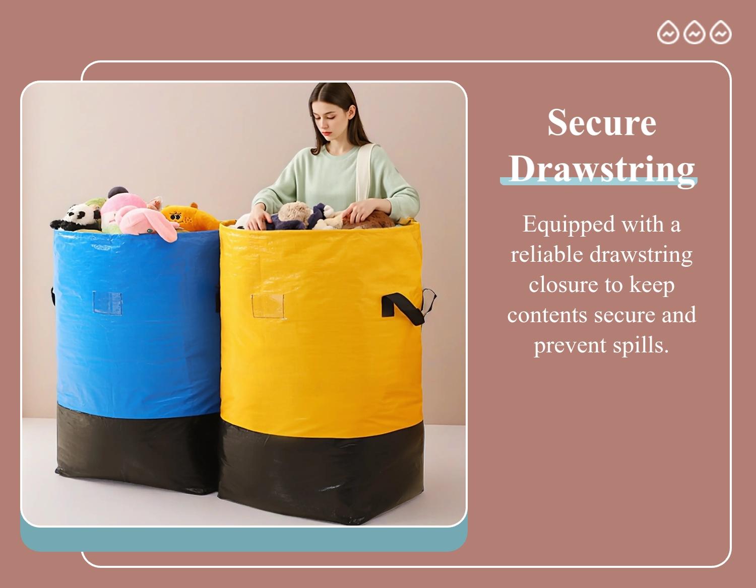 Moving Bag with Durable Handle and Secure Drawstring Closure, Large Capacity Foldable Storage Bag for Moving, Travel, Dormitory, Travel Duffle Bag, Portable Carrying Bag, Travel Folding Bag