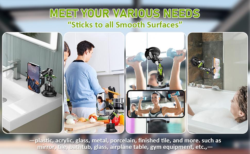 Joytutus 360° Rotating Suction Cup Phone Mount for Car Universal Ball Head Arm Adjustable Holder for Video Recording Vlogging Dashboard Windshield Sunroof with Strong Suction Power and Easy Installation
