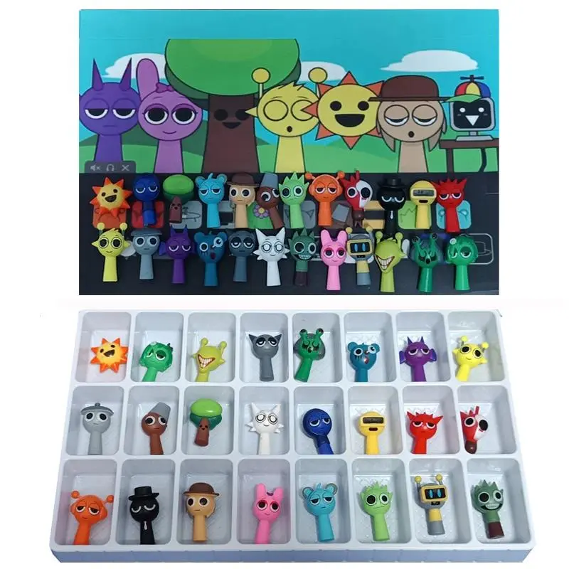 24pcs 4.5cm Funny Sprunki Figuras Model PVC Sprunki Game Action & Toy FiguresGiving Game Fans Birthday Gifts
