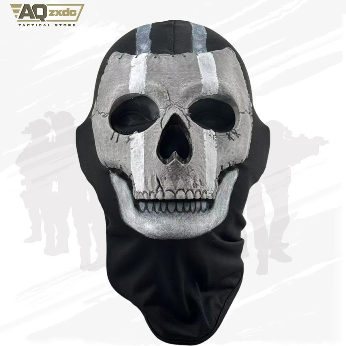 AQzxdc Call of Duty 16 Scary Mask, Classic Skeleton Ghost Chin Mask Ghost Scary Headgear for COD Warzone Cosplay Airsoft Mask Halloween patellaband