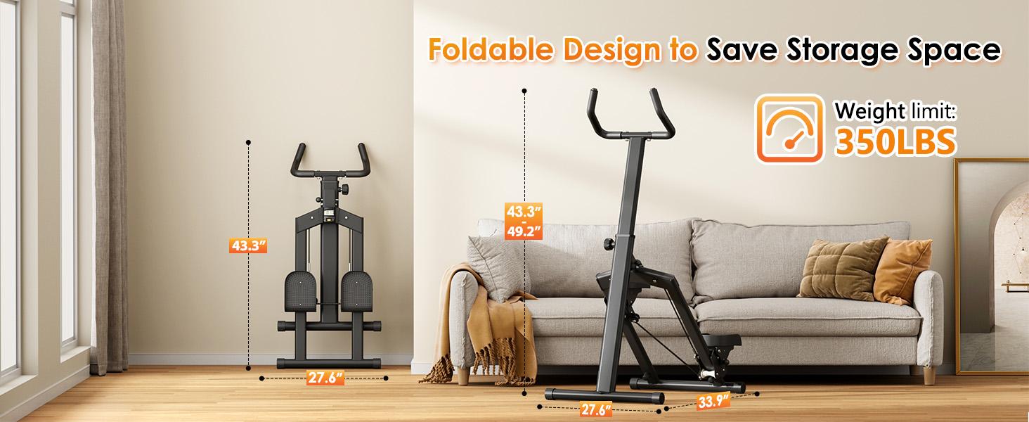 Stair climber,home gym equipment， foldable for easy storage, with 6 - level adjustable handlebars, and a display for time, count, calories and frequency, made of thickened and reinforced steel pipes. gift Multifunctional Workout Station