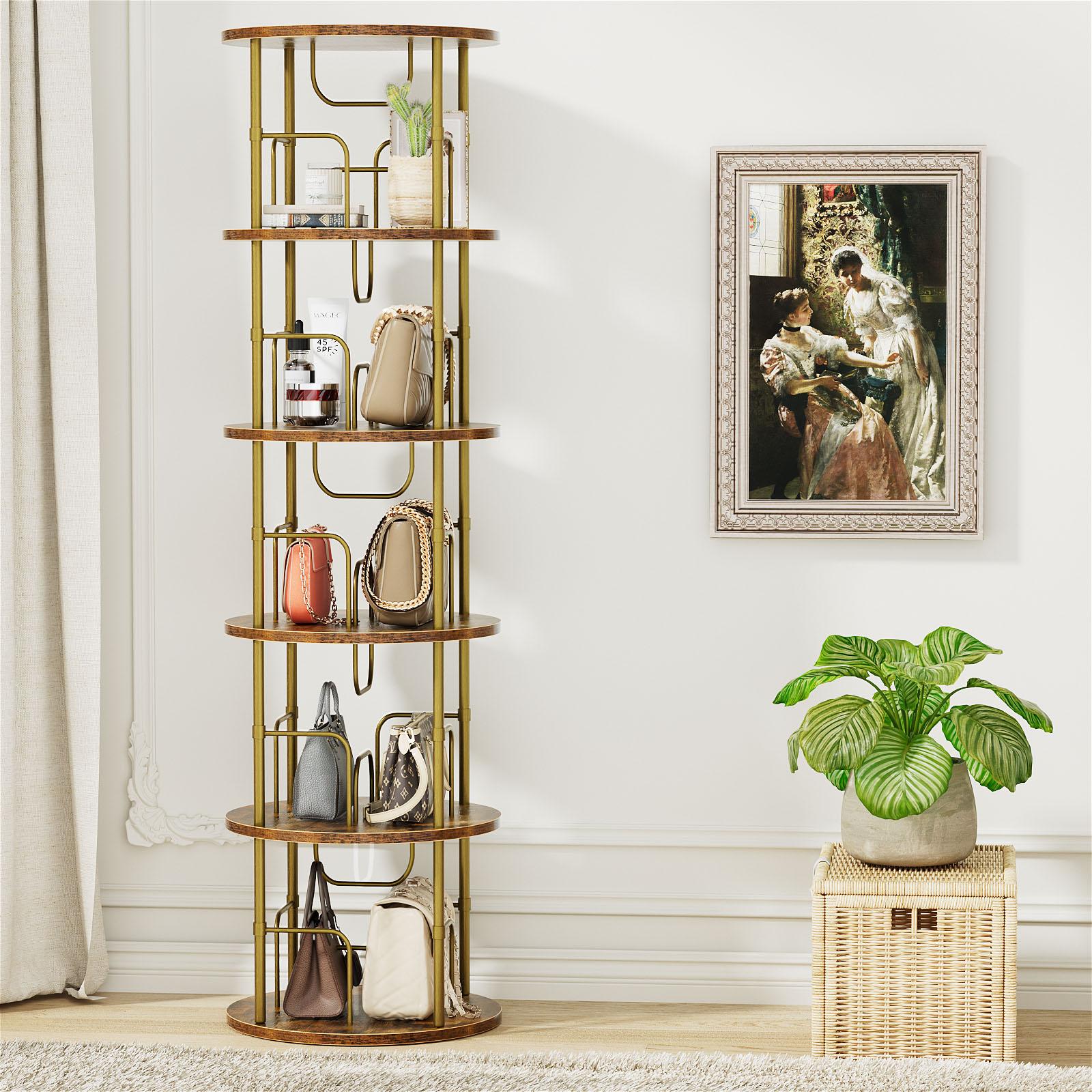 Flycity Rotating Bookshelf,3 Tier - 5 Tier Spinning Bookshelf Tower,360° Display Floating Shelves,Floor Standing Corner Racks Furniture Storage Organizer Design Round Modern floating shelves Adjustable Height Chair Flycity Rotating Bookshelf,3 Tier - 5 Tier Spinning Bookshelf Tower,360° Display Floating Shelves,Floor Standing Corner Racks Furniture Storage Organizer Design Round Modern floating shelves Adjustable Height Chair