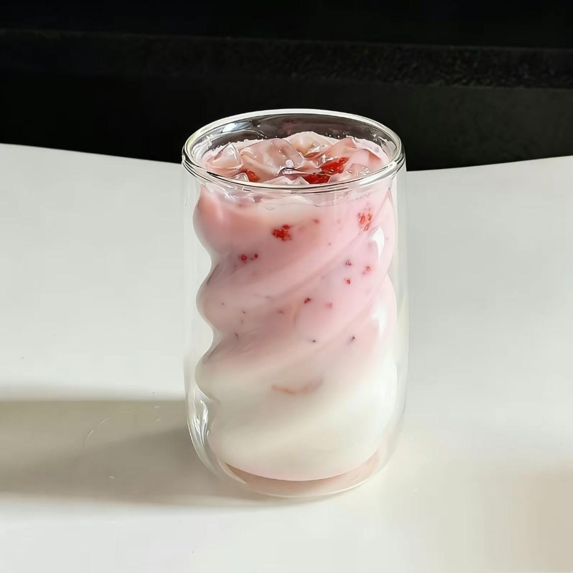 1/2/4 Pcs High Borosilicate Glass Cups, Drinkware, Spiral Design Double Wall Insulated Anti-Scald, Food Grade BPA Free Heat Resistant, Microwave Dishwasher Safe Reusable Breakfast Ice Coffee Beverage Cups, Perfect for Summer Winter Daily Home Office Use